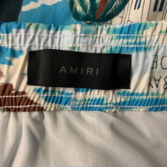 AMIRI Size 36 Blue Graphic Polyester Blend Drawstring Swim Trunks - Picture 4 of 6